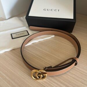 Gucci Marmont skinny belt (.75in) with antique brass Sz 85